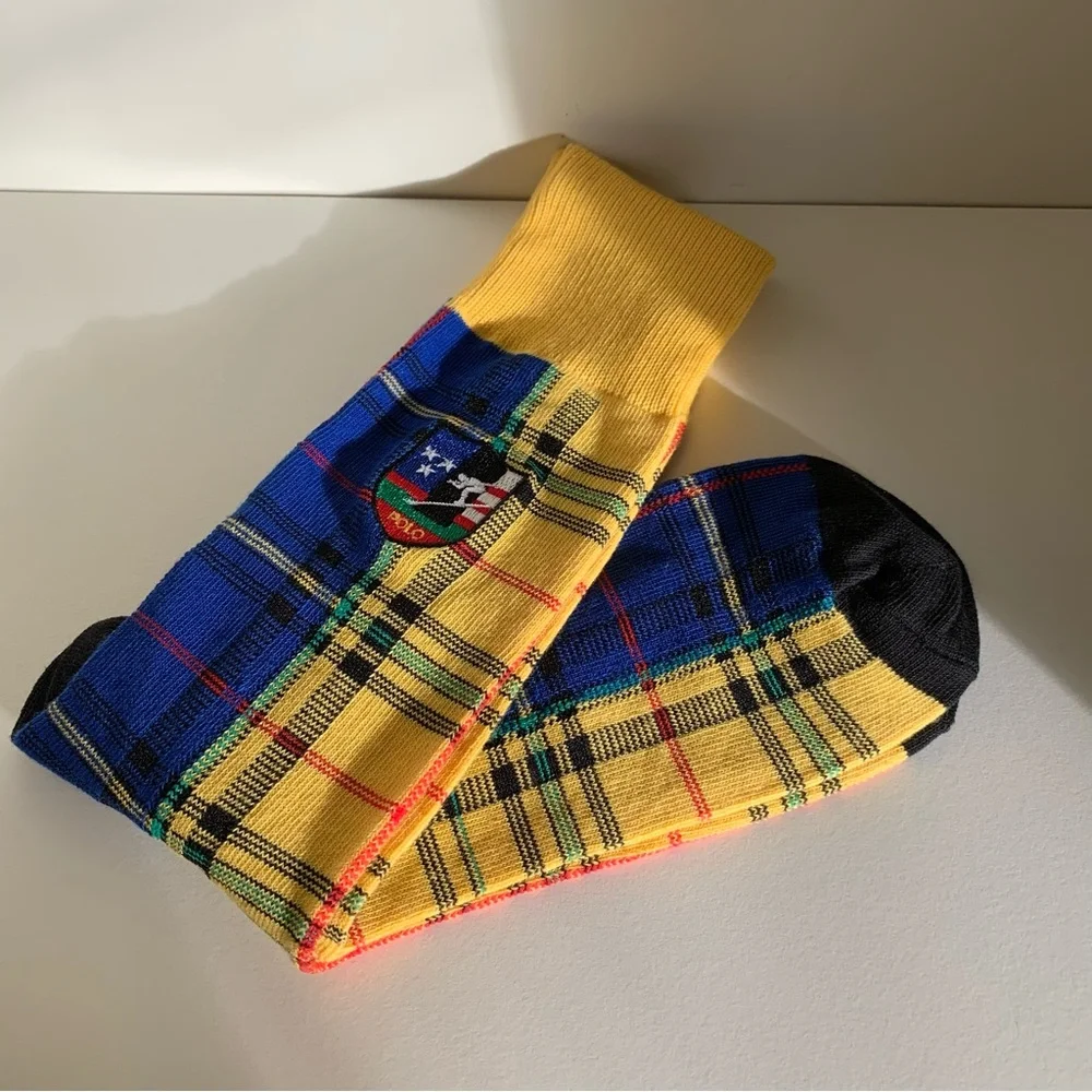 NWOT Special Ralph Lauren ski club long socks embroidered plaid